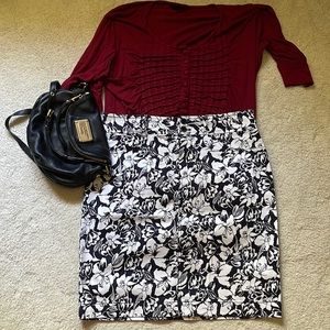 Navy floral mini pencil skirt in size 4.